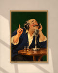 On Air art print in a natural oak frame on a warm plaster wall